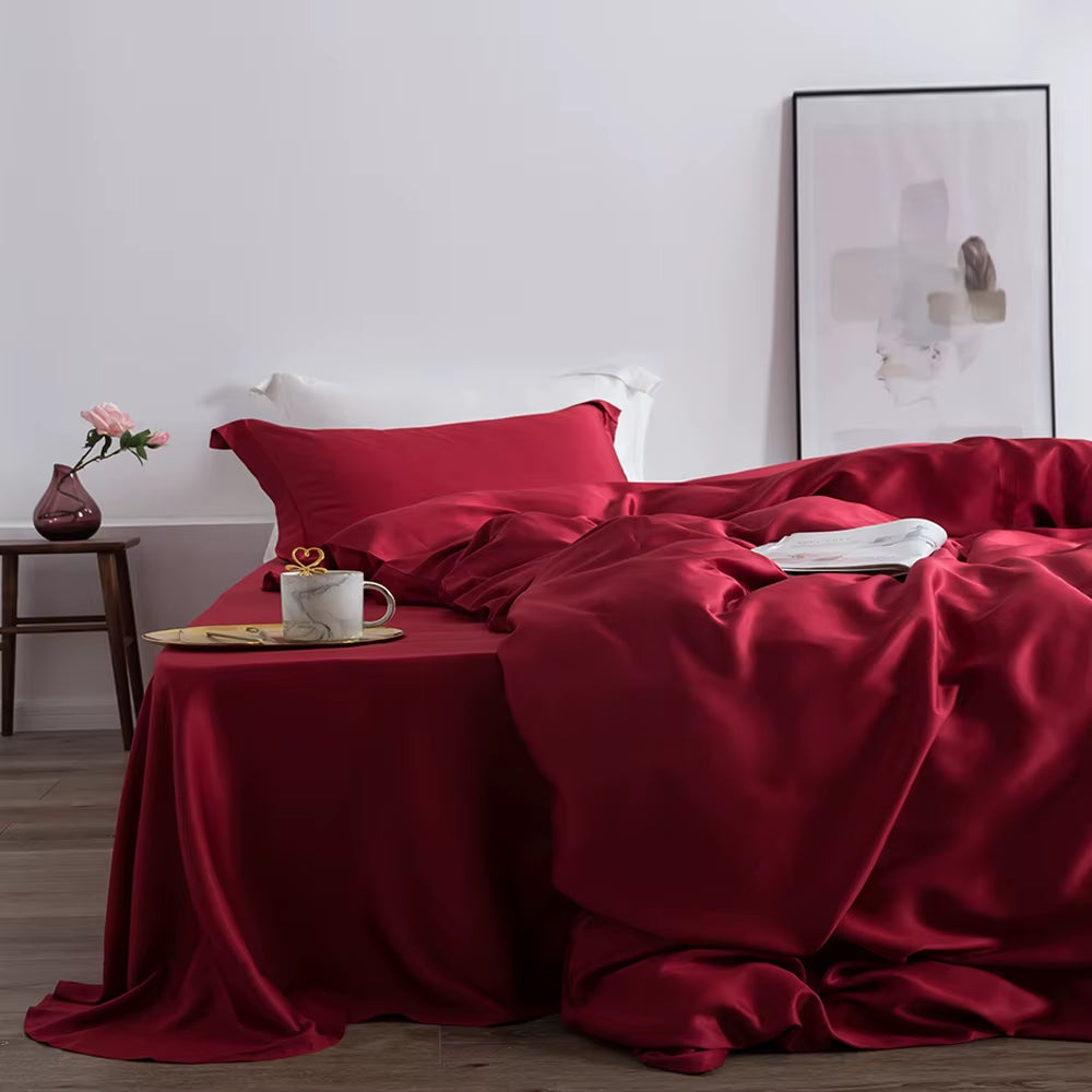 Liv-Esthete Luxury 100% Silk Bedding Set Mulberry Top Grade Healthy Beauty Quilt Cover Flat Sheet Pillowcase Queen King Bed Set