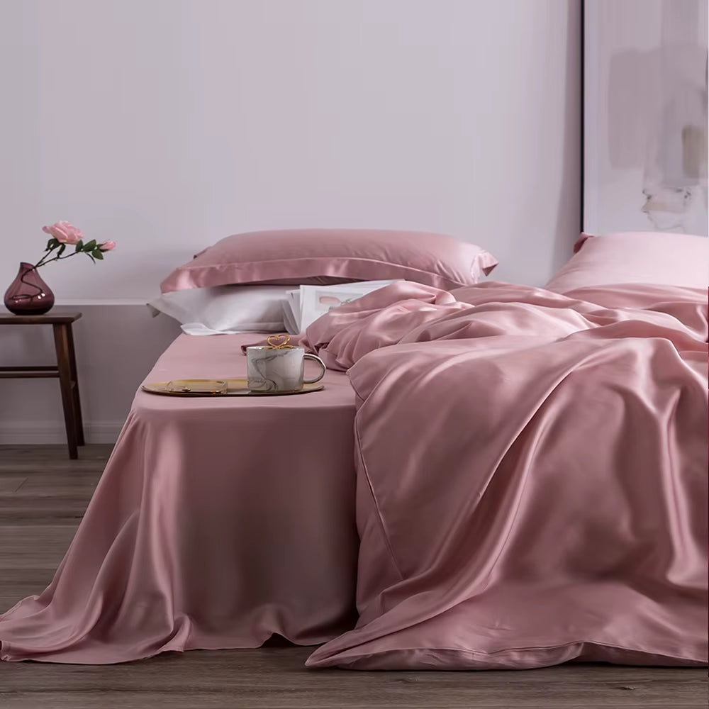 Liv-Esthete Luxury 100% Silk Bedding Set Mulberry Top Grade Healthy Beauty Quilt Cover Flat Sheet Pillowcase Queen King Bed Set